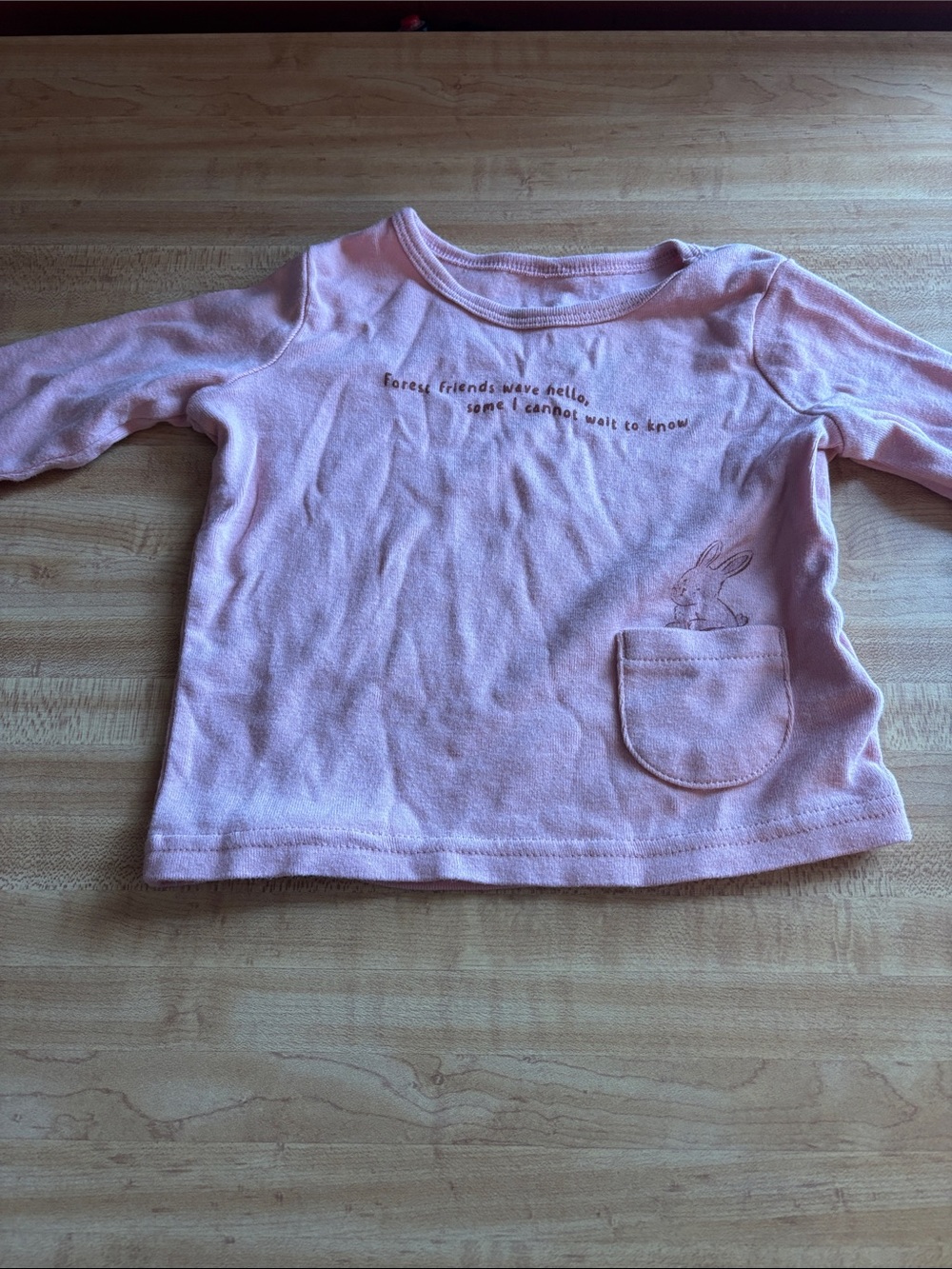 Carter's Light Pink Long-Sleeve Tee with Bunny Pocket